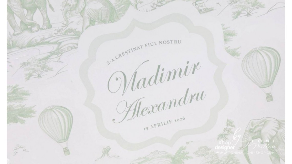 Trusou botez Green Safari personalizat băiat – tematică jungle elegantă verde 17